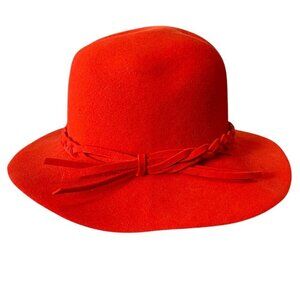 Geo W Bollman Co Miss Bierner 100% Wool Doeskin Felt Red Hat VTG 1970s #330B